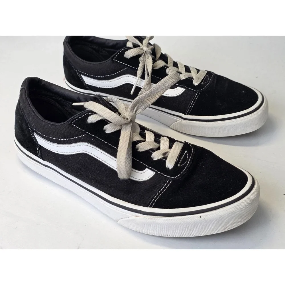 Vans Old School Youth‎ Sneakers Size 6 Black White Suede Canvas Low Top Shoes